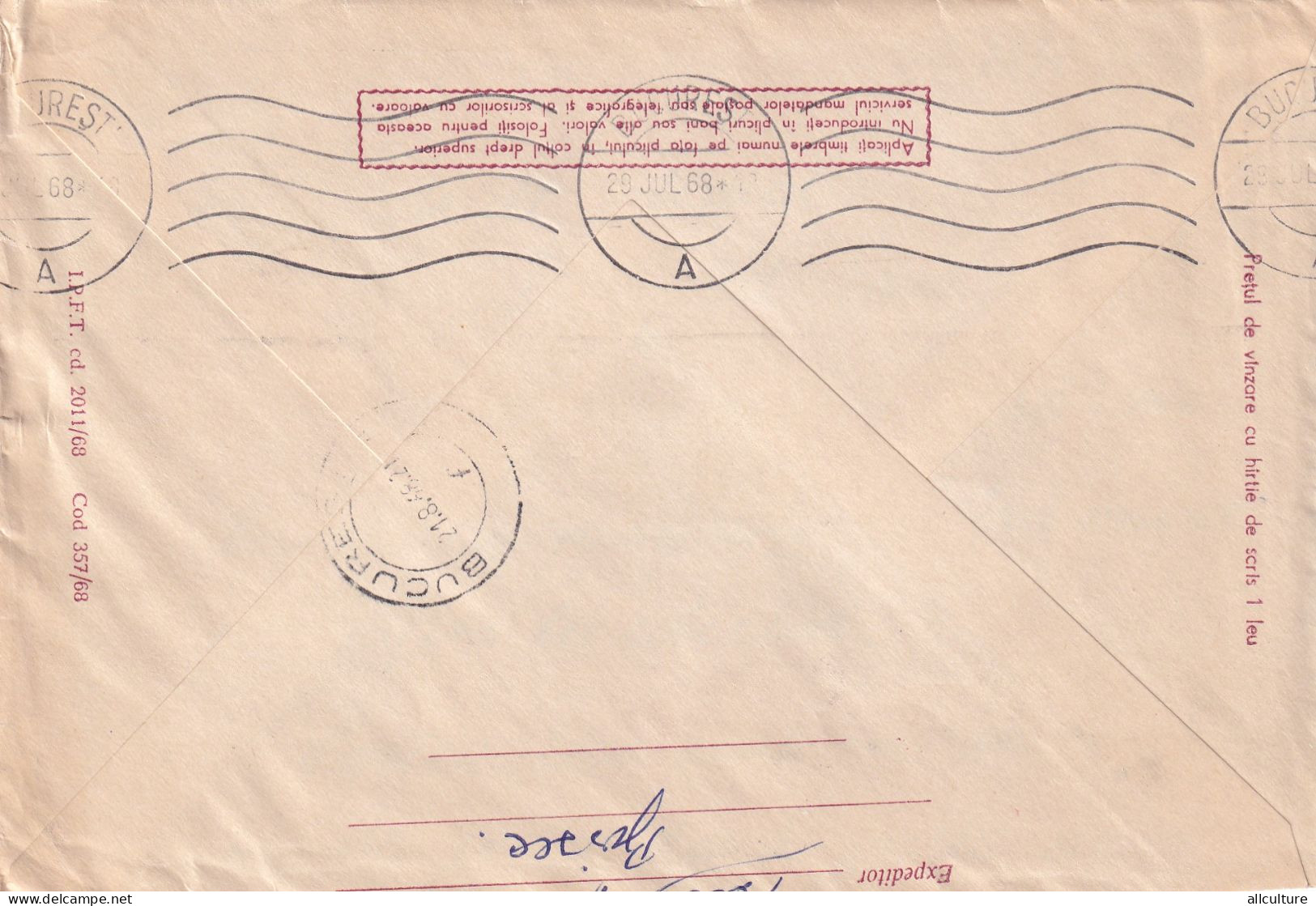 A24558 -  TURIST COOP SAMBRAOILOR HAN Letter Inside  Cover Stationery Romania 1968 - Postal Stationery