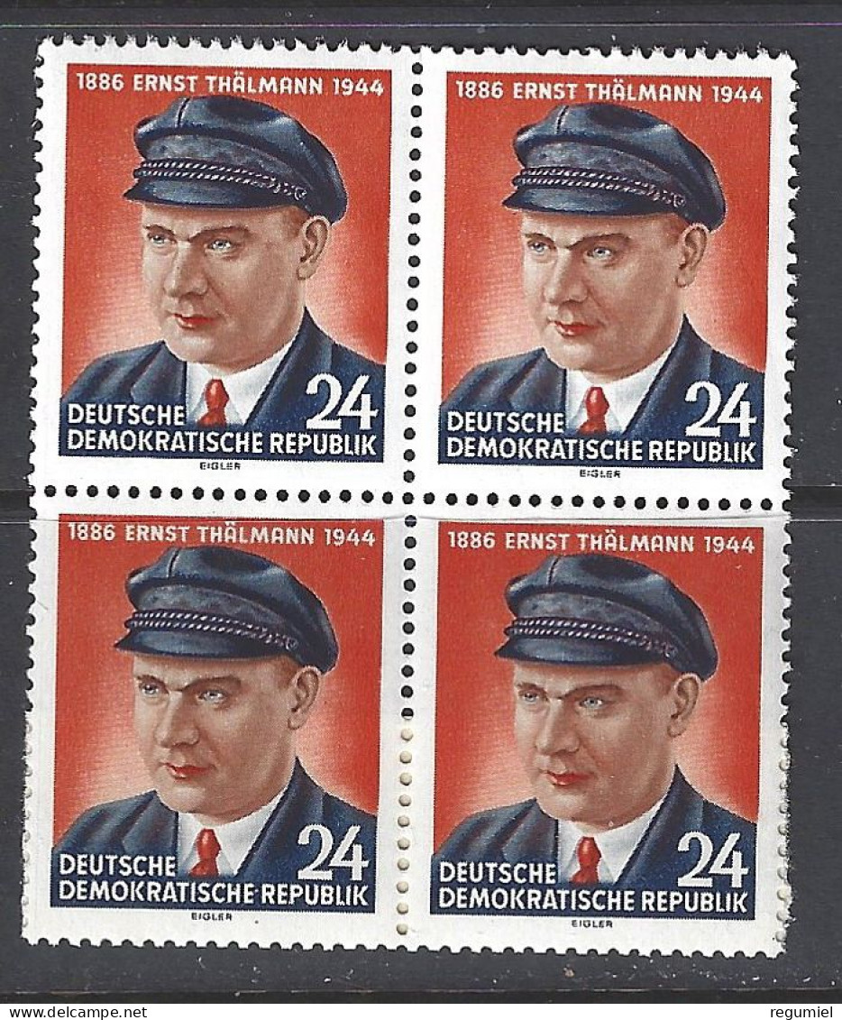 Alemania DDR 0170 ** MNH. 1954. Bloque De 4 - Nuevos