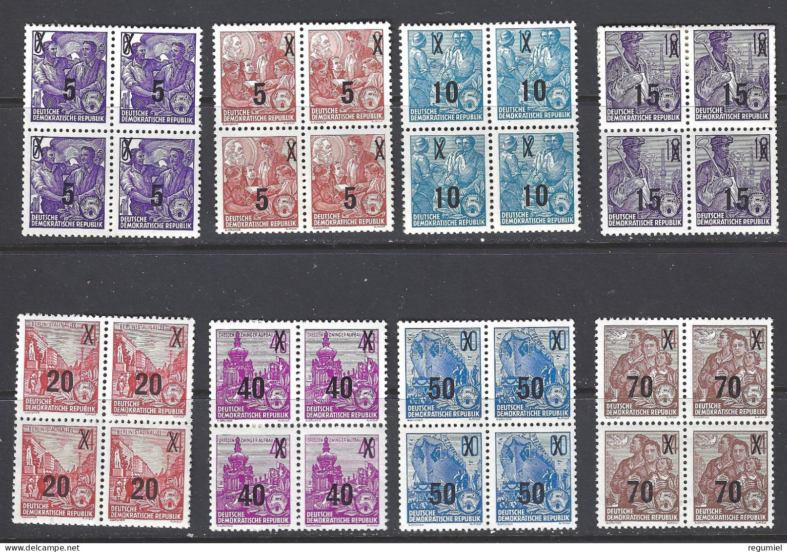 Alemania DDR 0176/183 ** MNH. 1954. Bloque De 4 - Nuevos