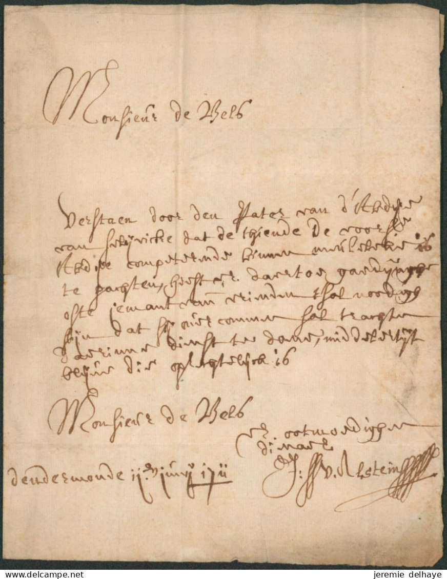 Précurseur - LAC Datée De Dendermonde (1711) + Port à La Craie Rouge Divers > Meulebeke + Note Dans Le Coin. TB état ! - 1621-1713 (Spanish Netherlands)