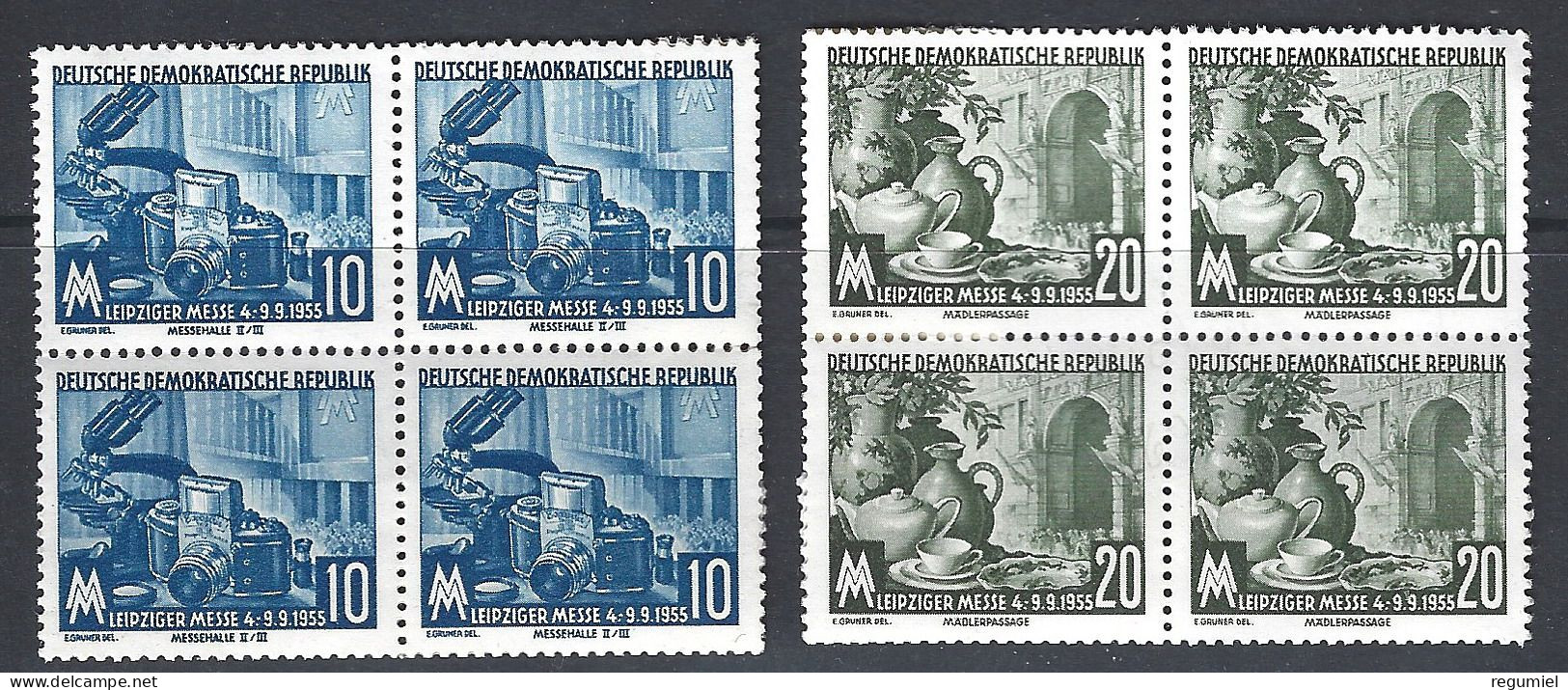 Alemania DDR 0213/214 ** MNH. 1955. Bloque De 4 - Neufs