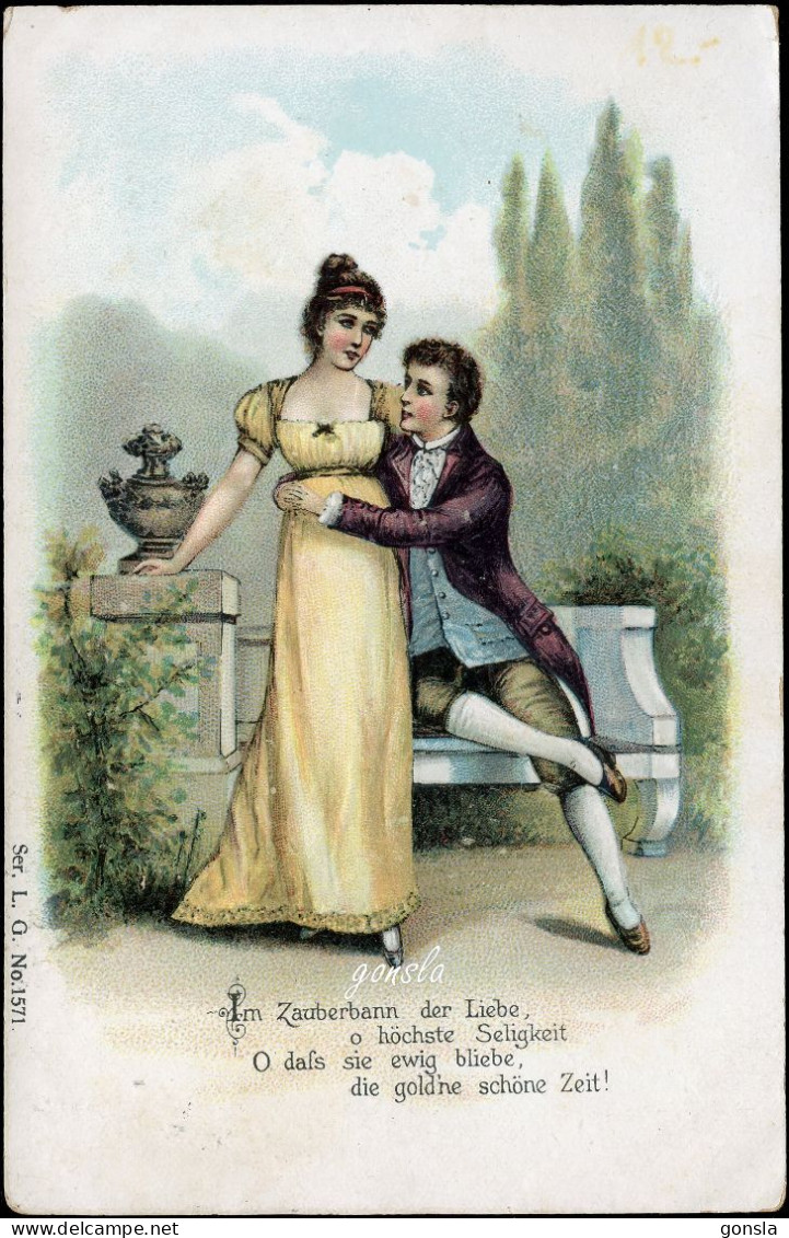 COUPLES 1900 "4 Scènes amoureuses avec poèmes" Lot de 4 Cartes postales Celluloïds de collection