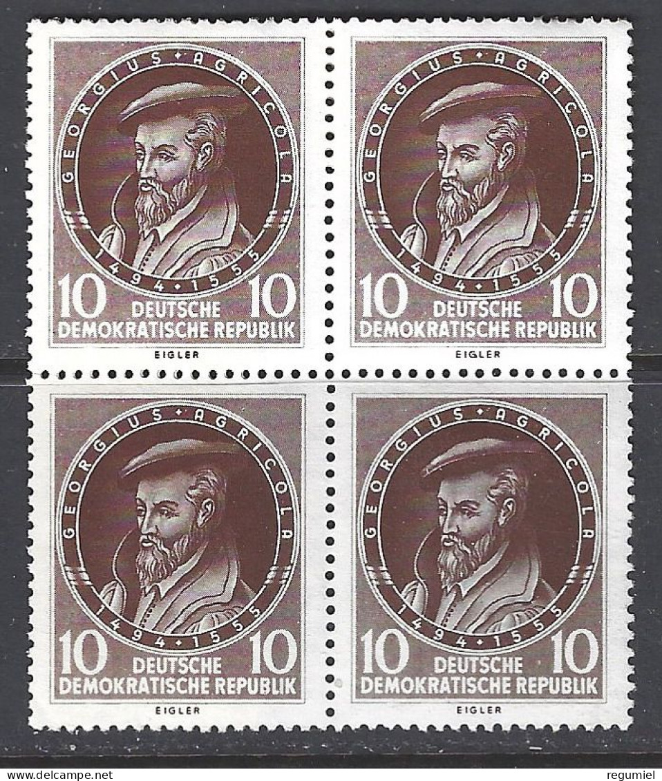 Alemania DDR 0222 ** MNH. 1955. Bloque De 4 - Nuevos