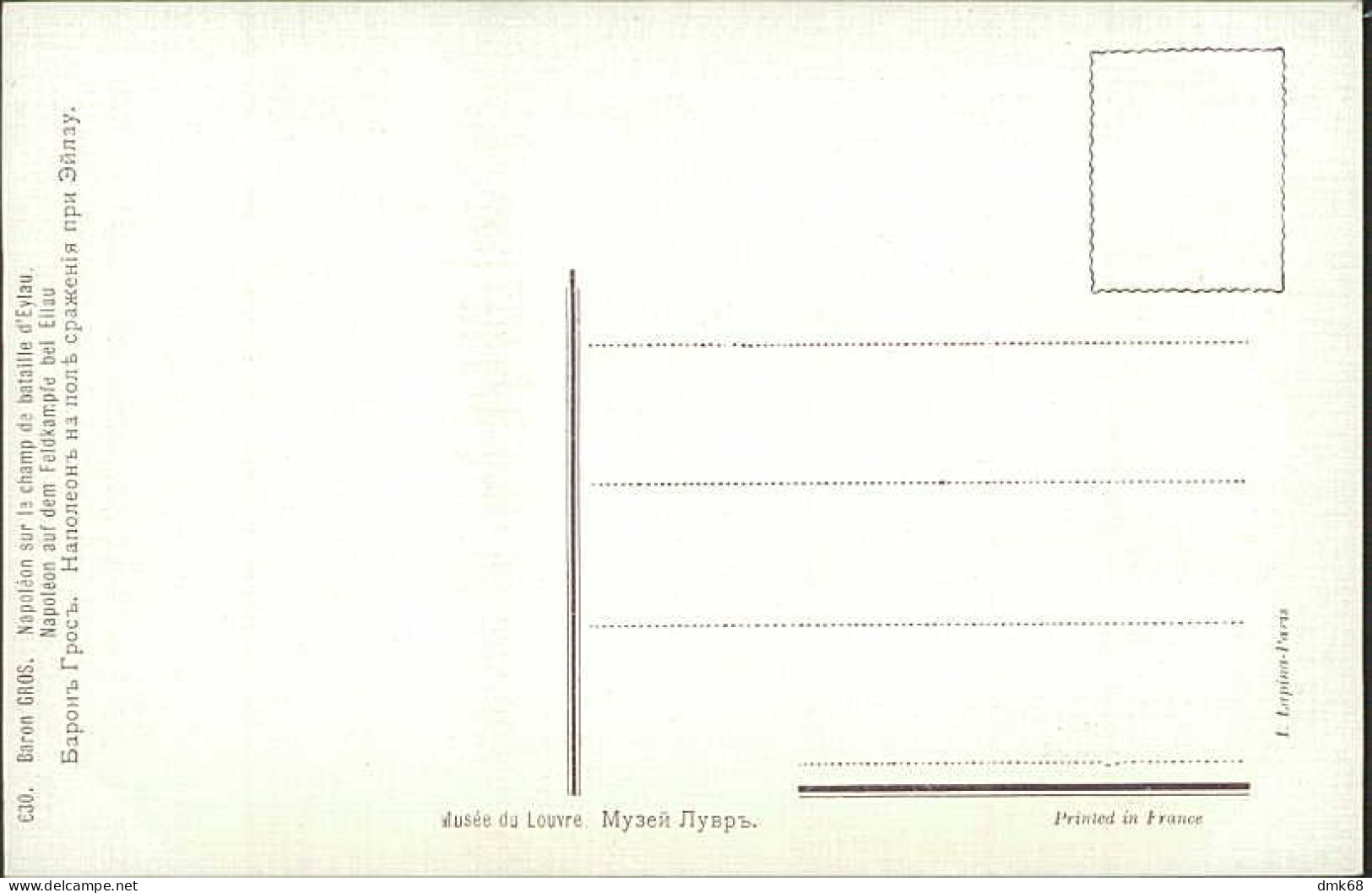 BARON GROS - MUSEE DU LOUVRE 1910s - NAPOLEON SUR LES CHAMP DE BATAILLE D'EYLAU - EDIT LAPINA 630 (5589) - Malerei & Gemälde