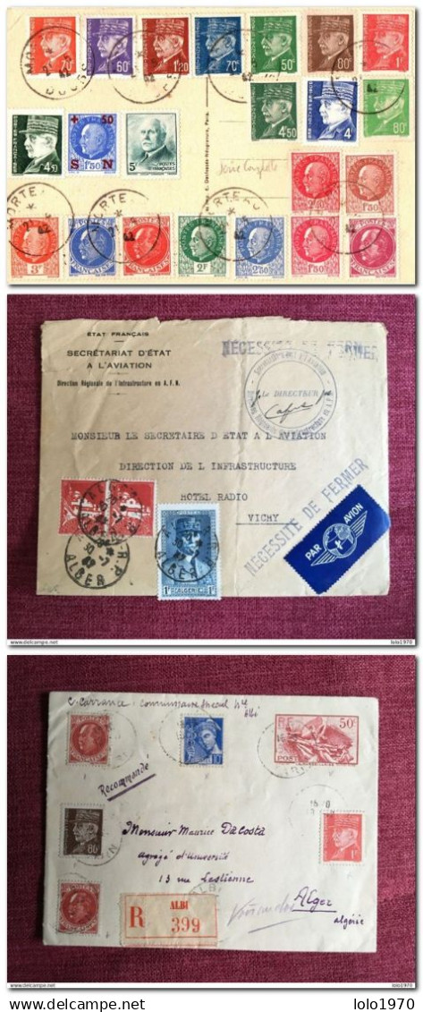 1942 Lot De 2 Lettres - Albi (Commissaire Spécial Carrance) Pour Alger + Alger Aviation De L'AFN - Lettres & Documents