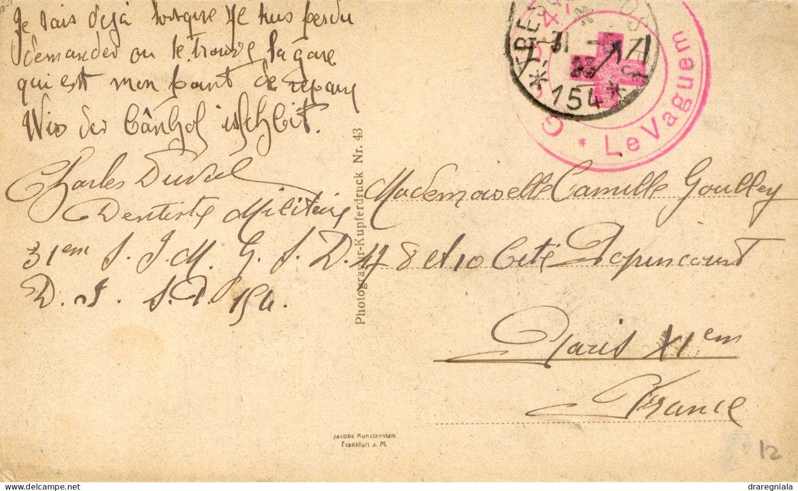 Cachet G S D 47 Le Vaguemestre - Trésor Et Postes 154  1923 Sur Cpa Mainz A. RH An Den Dampferstationen - Militärstempel Ab 1900 (ausser Kriegszeiten)