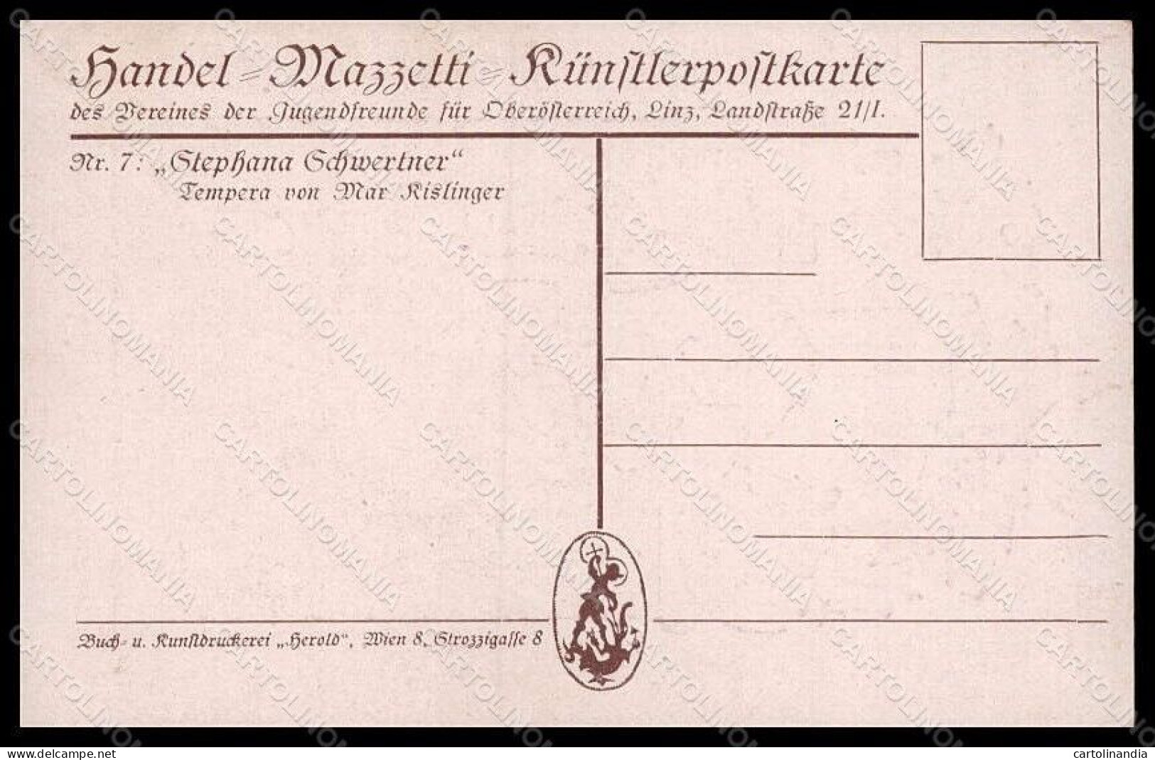 Artist Signed Kislinger Advertising Handel Mazzetti 7 CORNER CREASED Pc VK7787 - Publicité