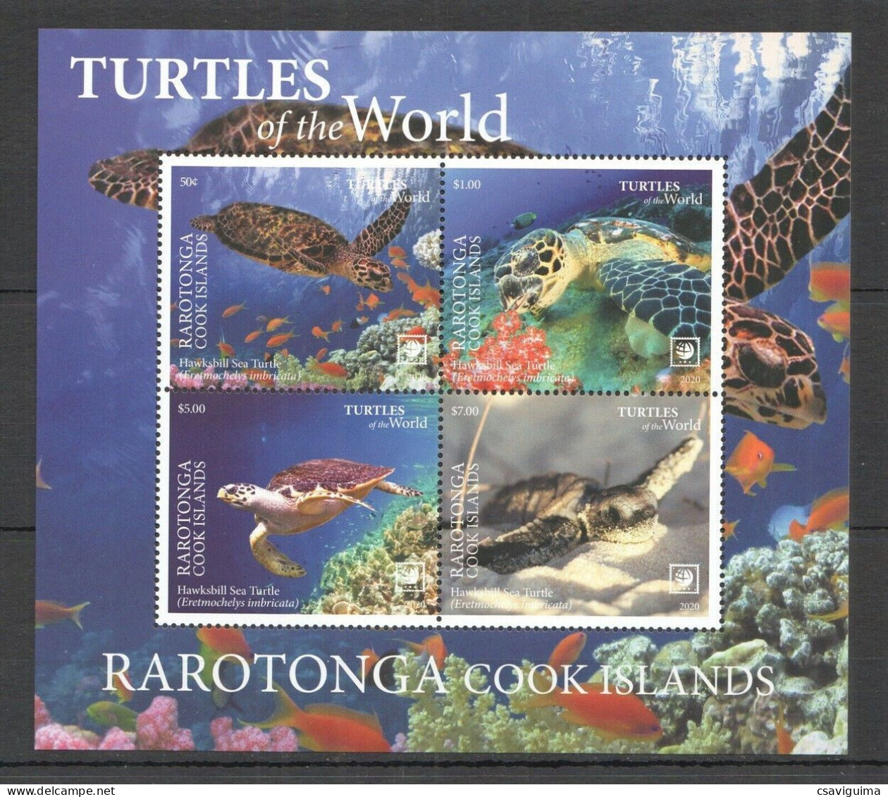 Rarotonga - 2020 - Turtles - Yv Bf 7 - Tortues
