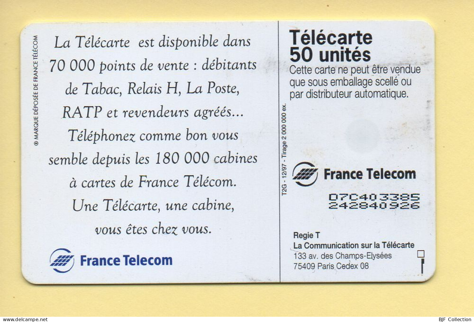 Télécarte 1997 : UNE TELECARTE UNE CABINE / 50 Unités (voir Puce Et Numéro Au Dos) - 1997