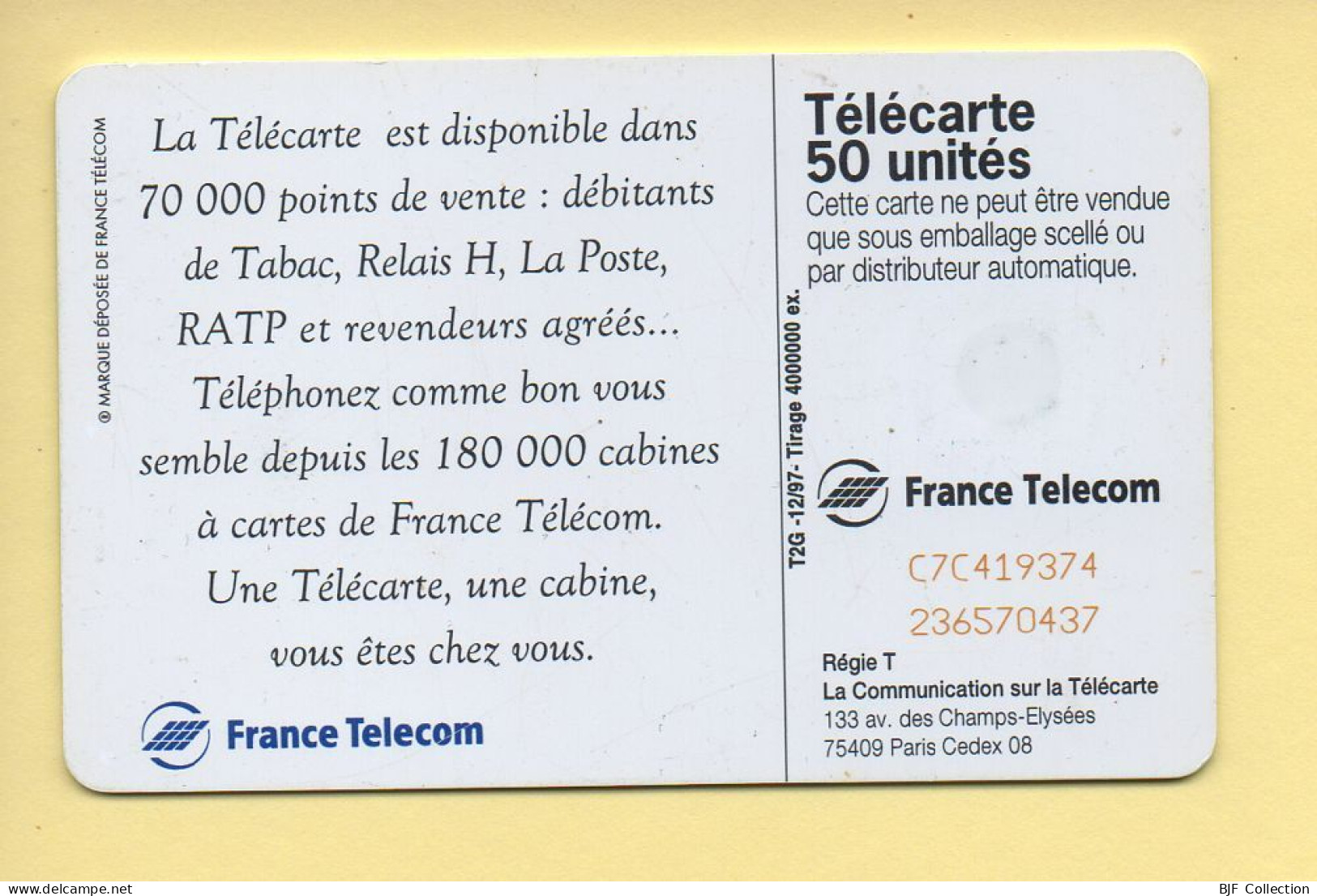 Télécarte 1997 : UNE TELECARTE UNE CABINE / 50 Unités (voir Puce Et Numéro Au Dos) - 1997