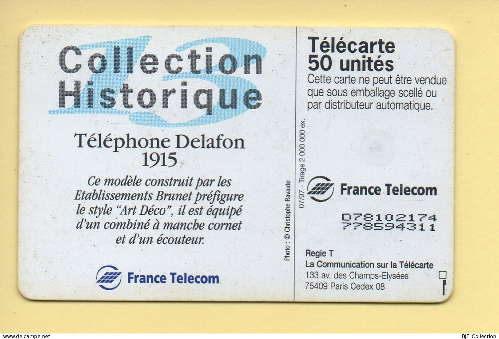 Télécarte 1997 : Téléphone Delafon 1915 / 50 Unités (voir Puce Et Numéro Au Dos) - 1997