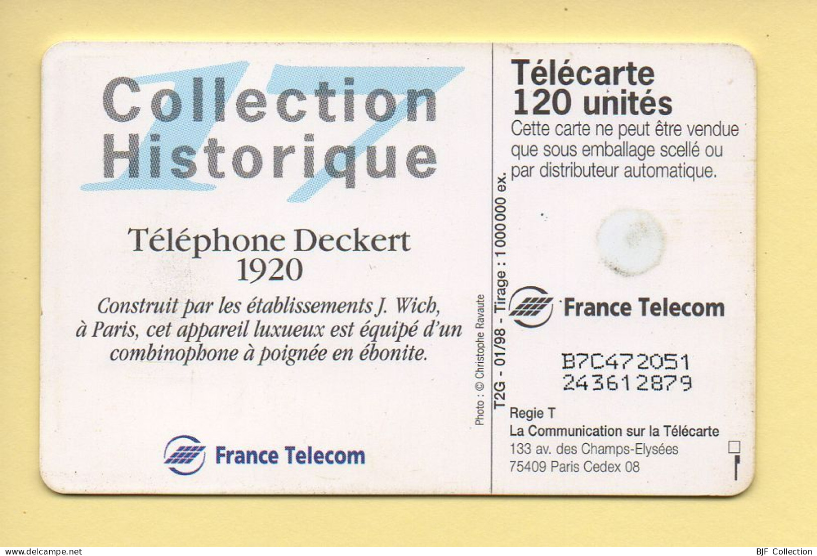 Télécarte 1997 : Téléphone Deckert 1920 / 120 Unités (voir Puce Et Numéro Au Dos) - 1997