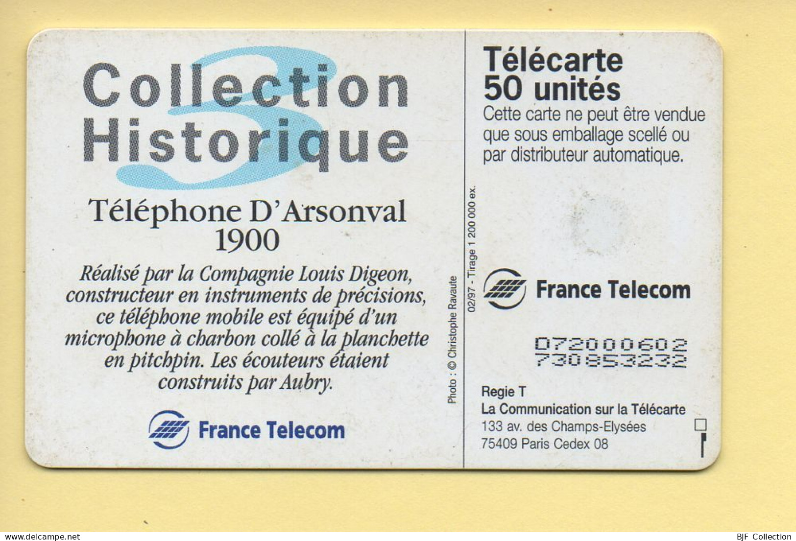 Télécarte 1997 : Téléphone D'Arsonval 1900 / 50 Unités (voir Puce Et Numéro Au Dos) - 1997