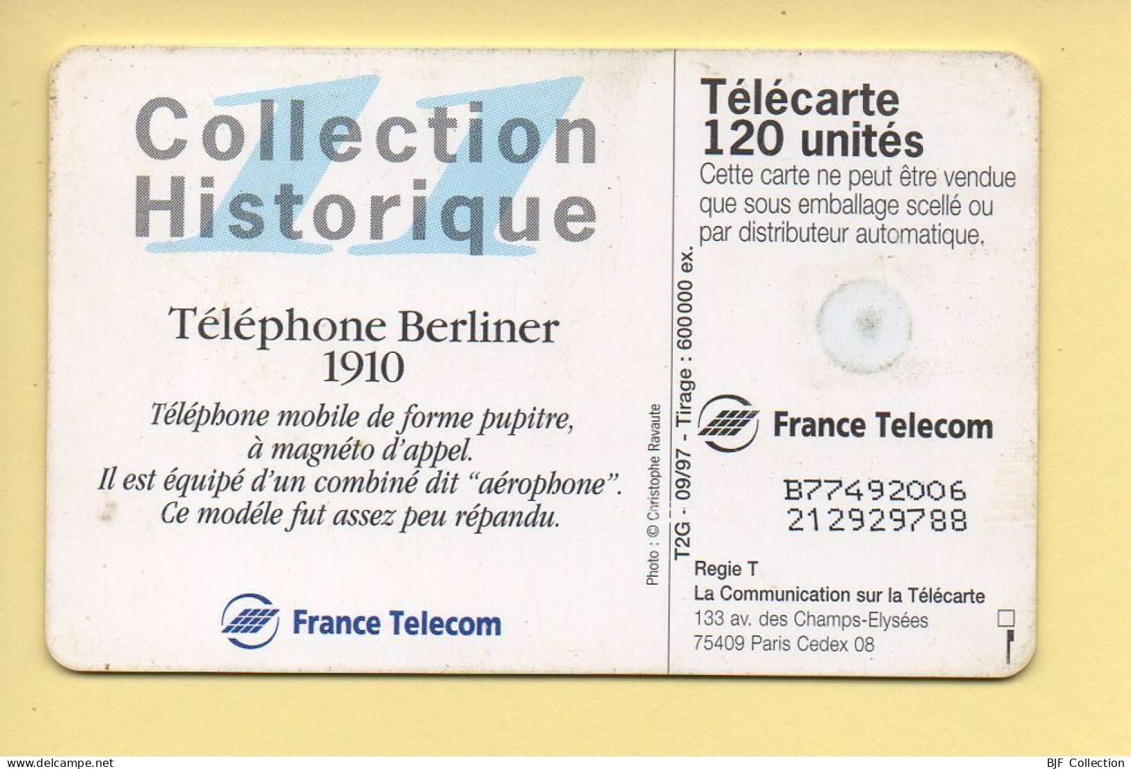 Télécarte 1997 : Téléphone Berliner 1910 / 120 Unités (voir Puce Et Numéro Au Dos) - 1997