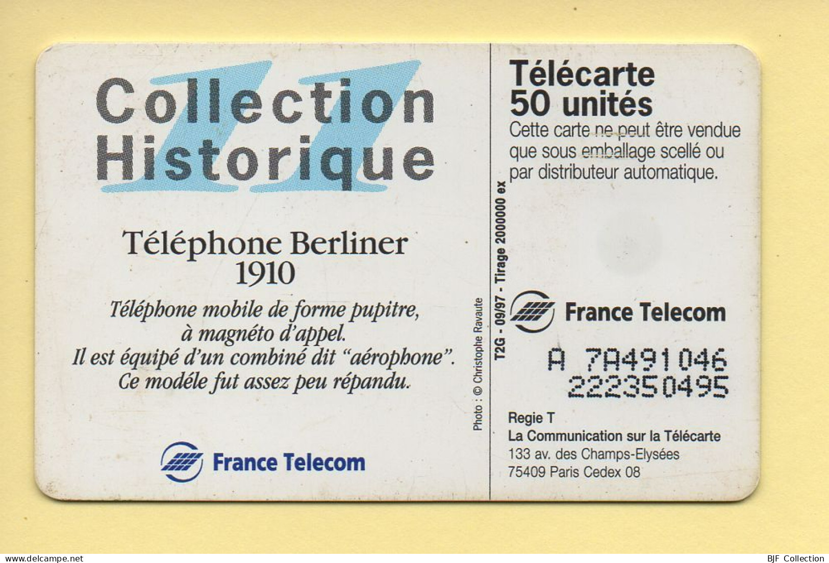 Télécarte 1997 : Téléphone Berliner 1910 / 50 Unités (voir Puce Et Numéro Au Dos) - 1997