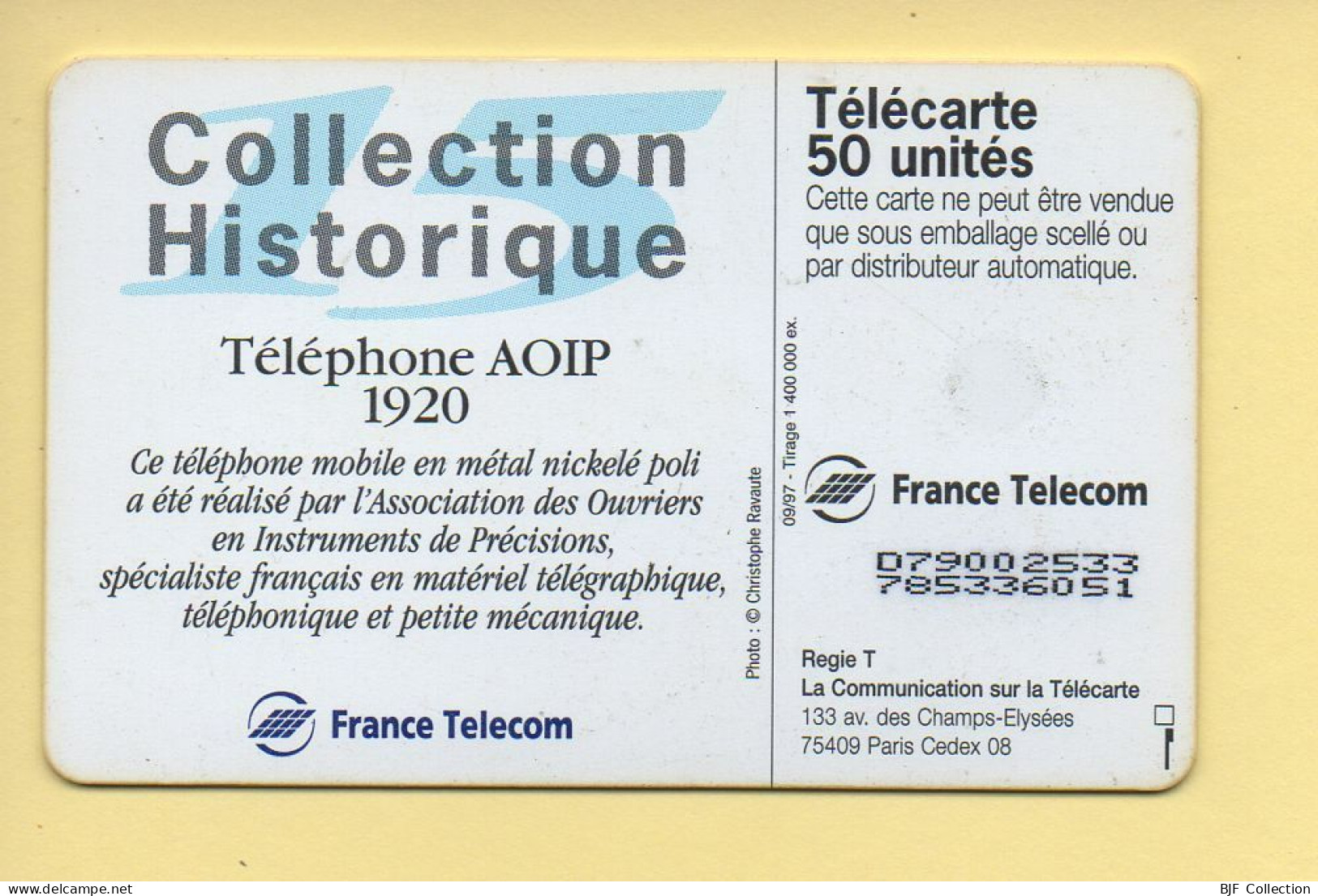 Télécarte 1997 : Téléphone AOIP 1920 / 50 Unités (voir Puce Et Numéro Au Dos) - 1997