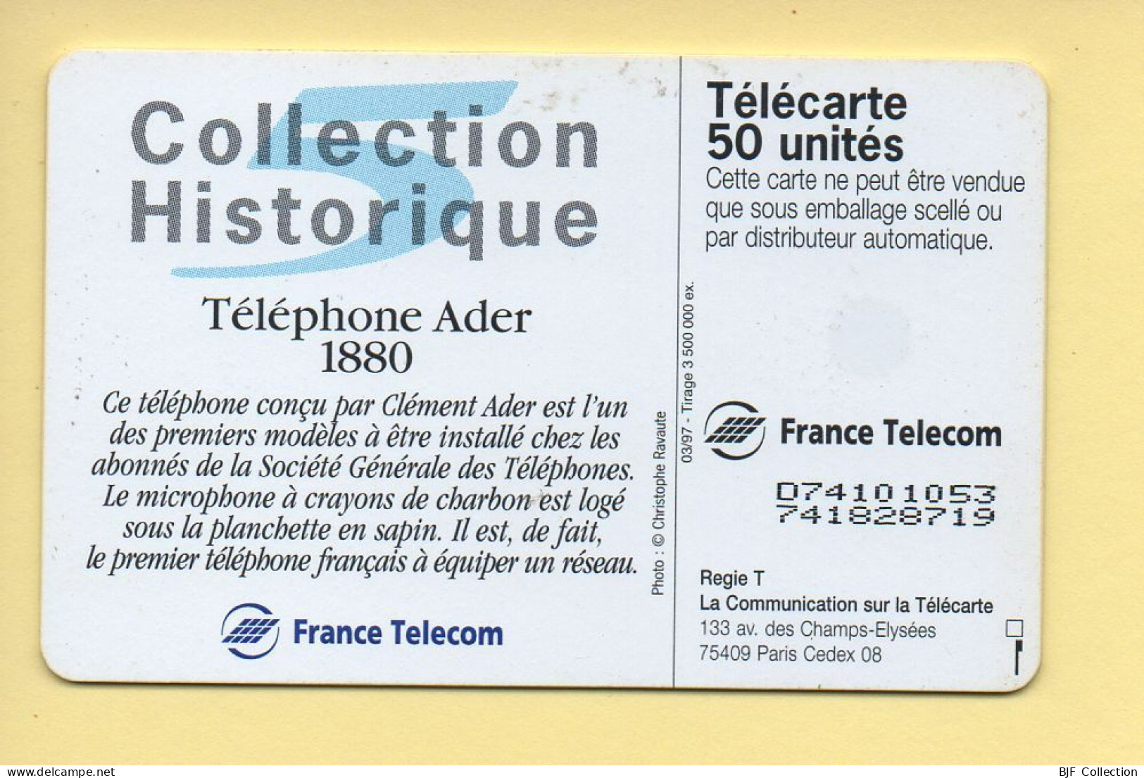 Télécarte 1997 : Téléphone Ader 1880 / 50 Unités (voir Puce Et Numéro Au Dos) - 1997