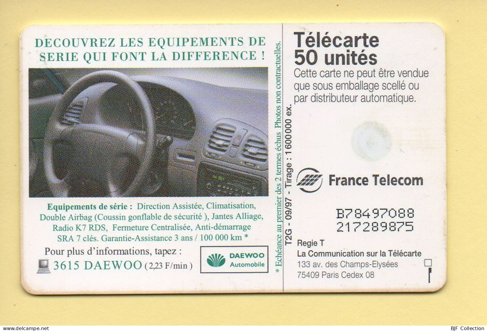 Télécarte 1997 : NOUVELLE DAEWOO NUBIRA / 50 Unités (voir Puce Et Numéro Au Dos) - 1997