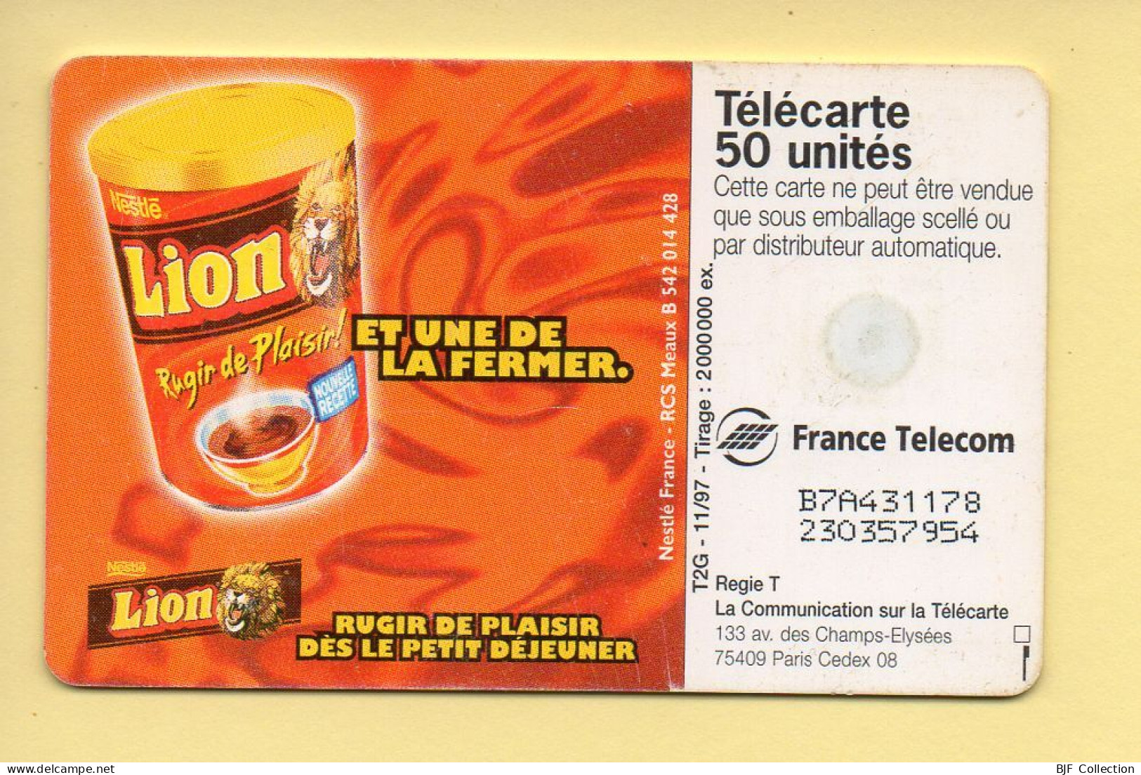 Télécarte 1997 : LION / 50 Unités (voir Puce Et Numéro Au Dos) - 1997