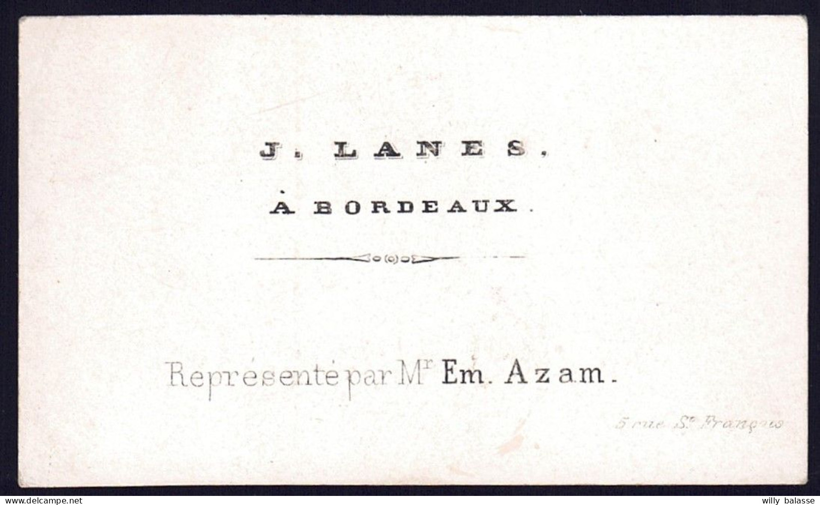 +++ Carte Porcelaine - Carte De Visite Lanes à BORDEAUX - Azam  // - Porzellan