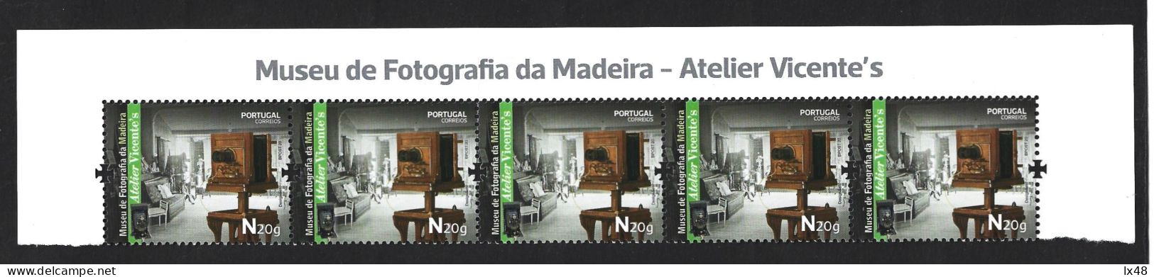Strip 5 Stamps Madeira Island Photography Museum - Atelier Vicente's. Strip 5 Postzegels Van Het Madeira Photography - Film