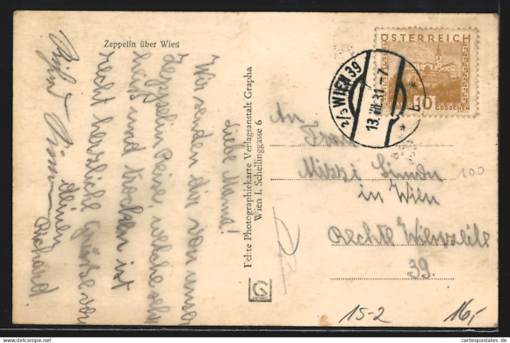 AK Wien, Zeppelin über Der Stadt, 2.5.1929  - Dirigibili