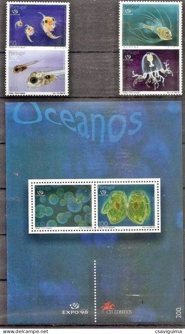 Portugal - 1998 - Marine Life (Plancton)- Yv 2221/24 + Bf 139 - Vie Marine