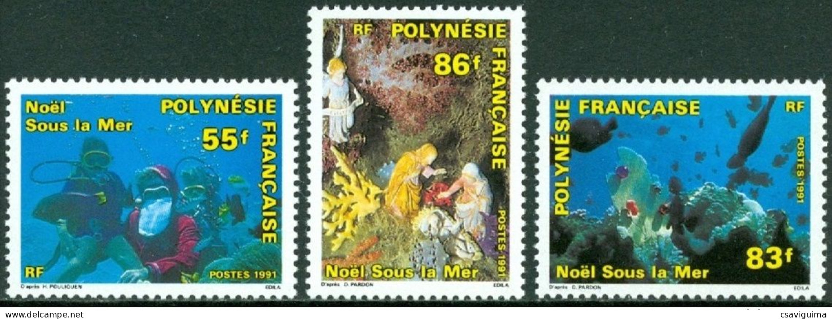 Polynesia Fr - 1991 - Christmas - Yv 396/98 - Noël