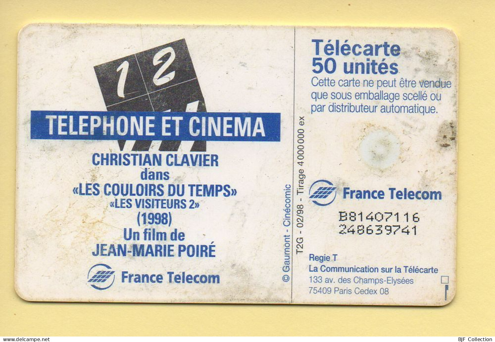 Télécarte 1998 : Christian Clavier / 50 Unités (voir Puce Et Numéro Au Dos) - Cine