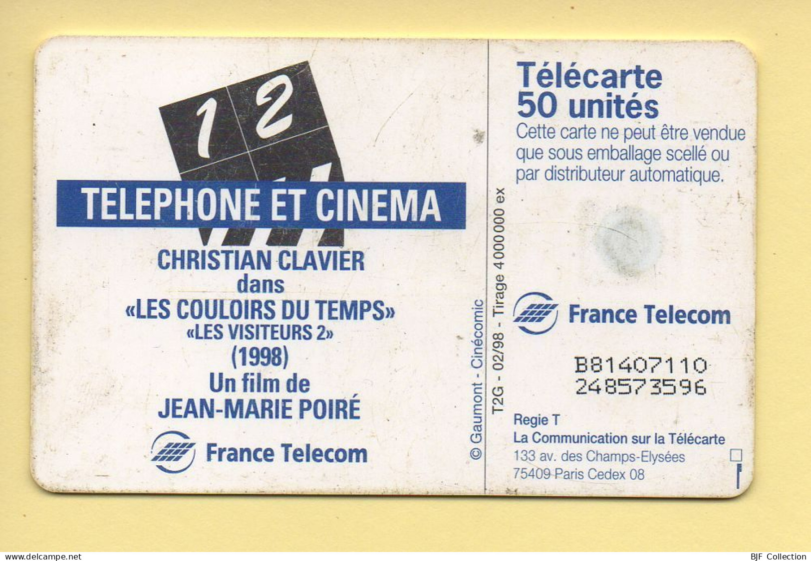 Télécarte 1998 : Christian Clavier / 50 Unités (voir Puce Et Numéro Au Dos) - Cinéma
