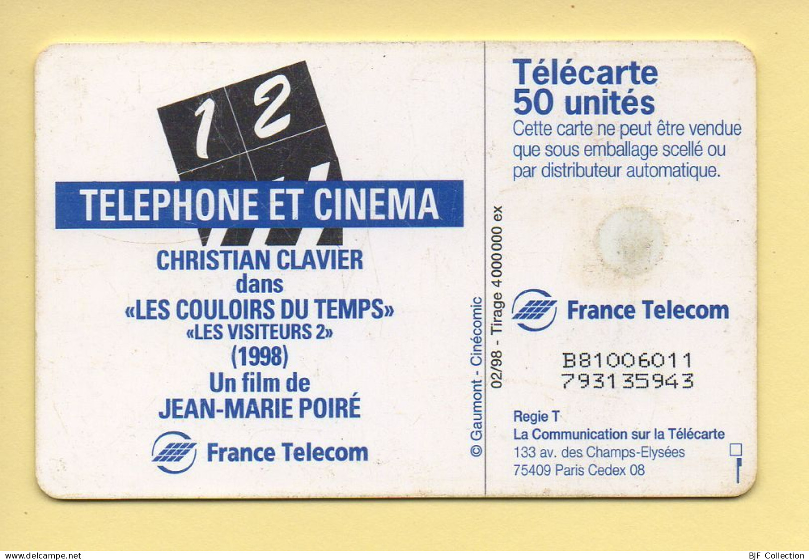 Télécarte 1998 : Christian Clavier / 50 Unités (voir Puce Et Numéro Au Dos) - 1998