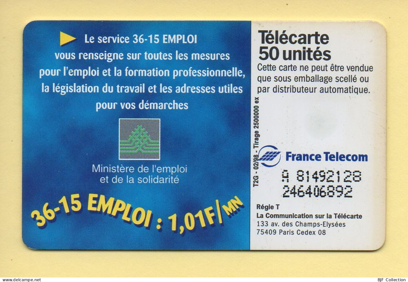 Télécarte 1998 : 36-15 Emploi / 50 Unités (voir Puce Et Numéro Au Dos) - 1998