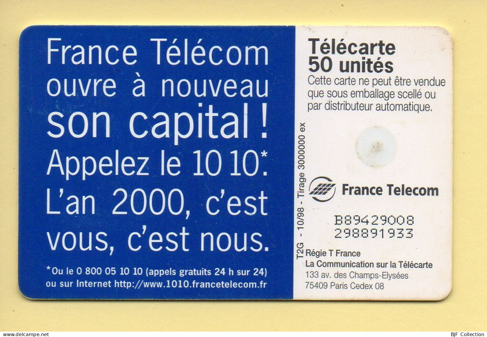 Télécarte 1998 : Ouverture Du Capital / 50 Unités (voir Puce Et Numéro Au Dos) - 1998