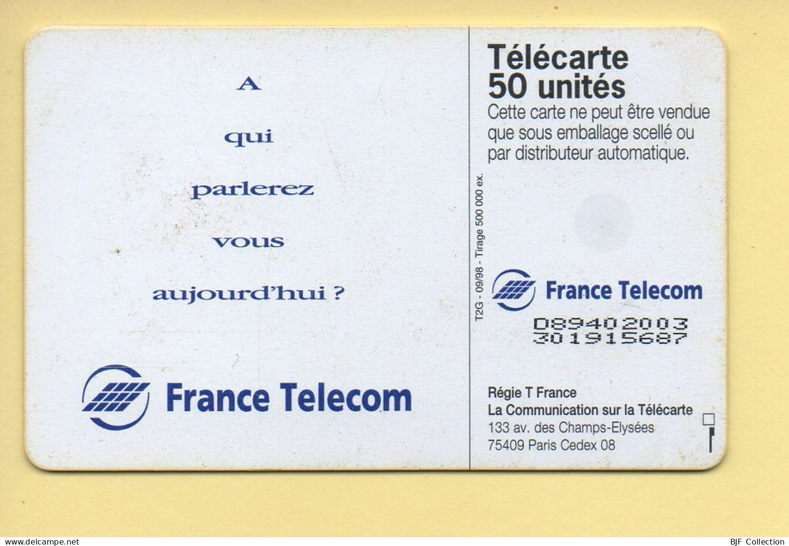 Télécarte 1998 : Publi Couple / 50 Unités (voir Puce Et Numéro Au Dos) - 1998