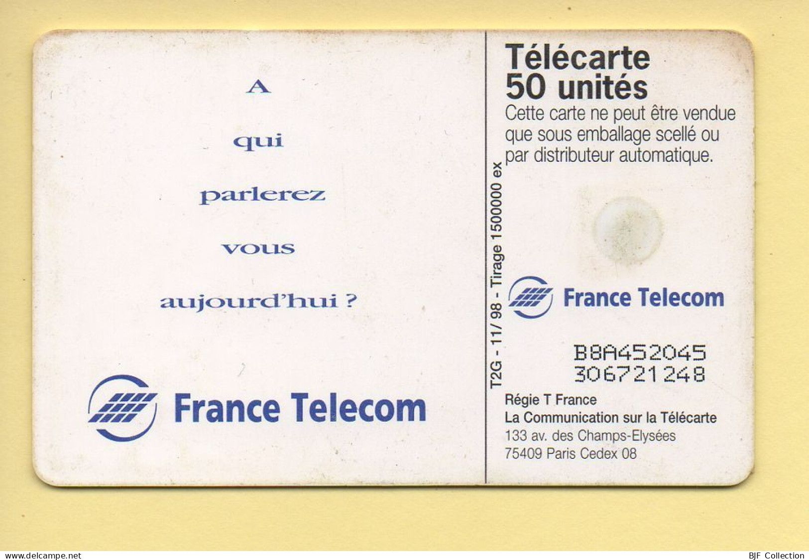 Télécarte 1998 : Publi Couple / 50 Unités (voir Puce Et Numéro Au Dos) - 1998