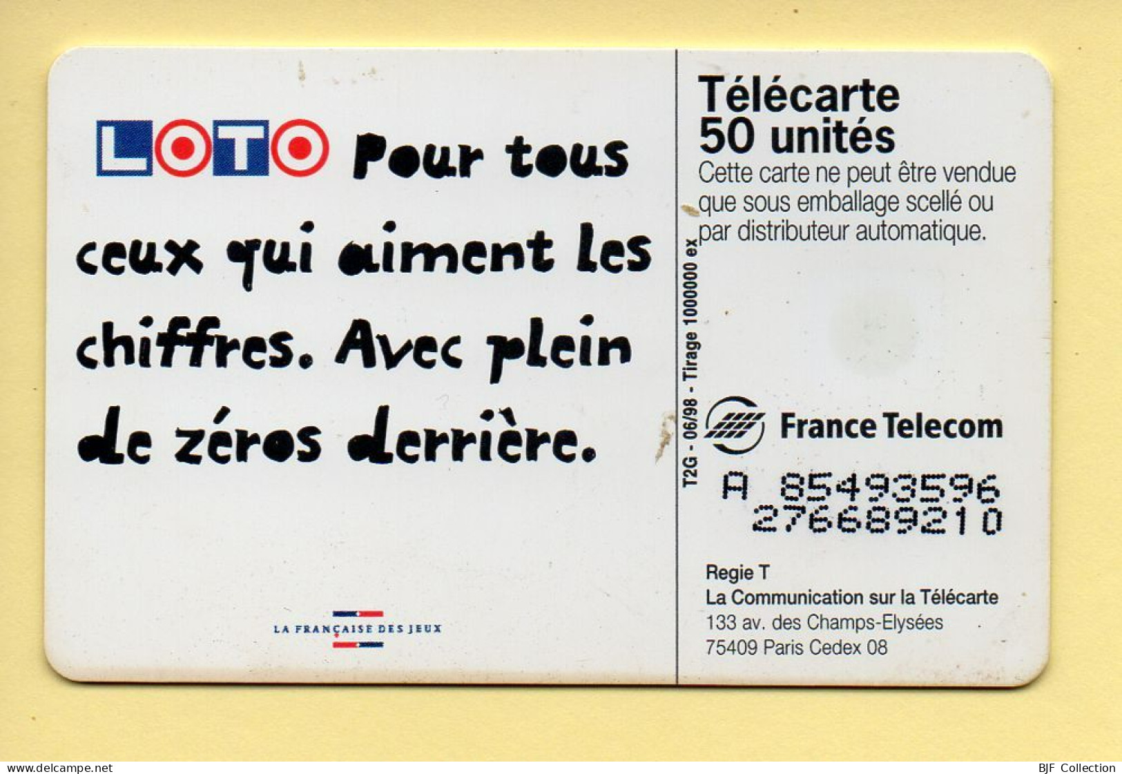 Télécarte 1998 : Loto Chien / 50 Unités (voir Puce Et Numéro Au Dos) - 1998