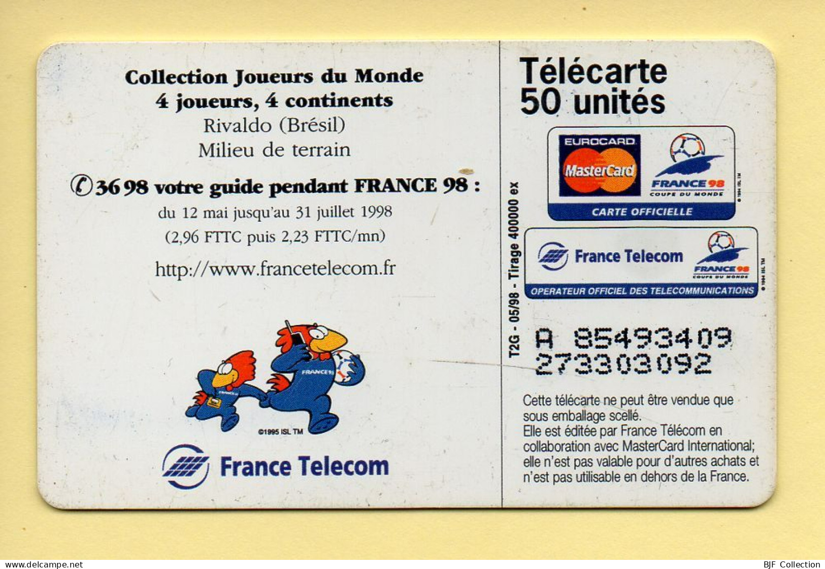 Télécarte 1998 : Rivaldo / 50 Unités (voir Puce Et Numéro Au Dos) - 1998