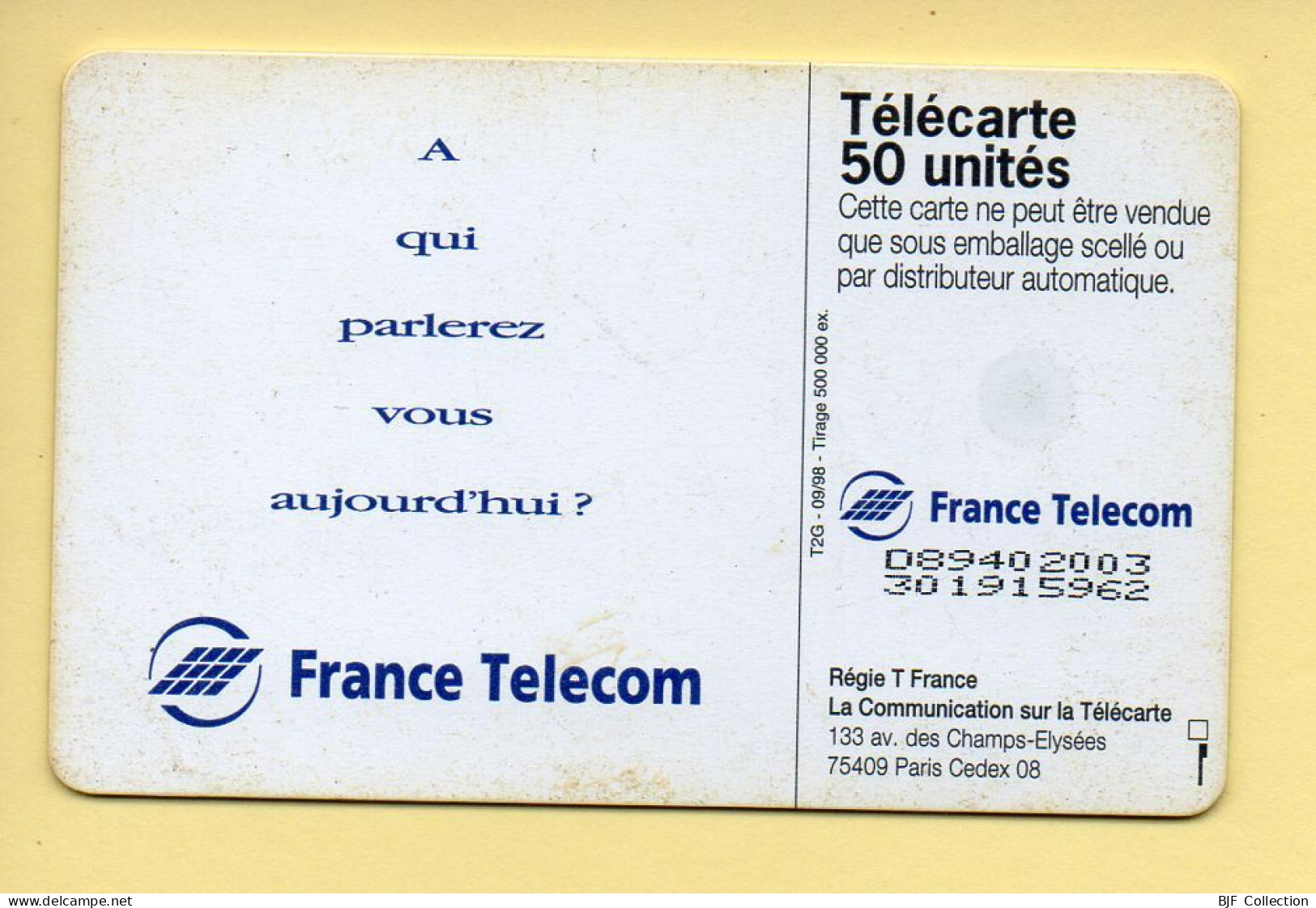 Télécarte 1998 : Publi Couple / 50 Unités (voir Puce Et Numéro Au Dos) - 1998