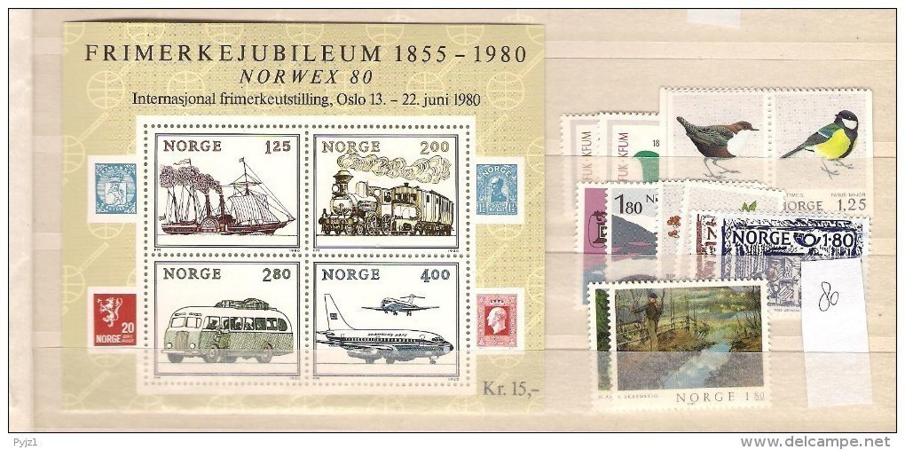 1980 MNH Norwegen, Year Complete According To Michel, Postfris - Années Complètes