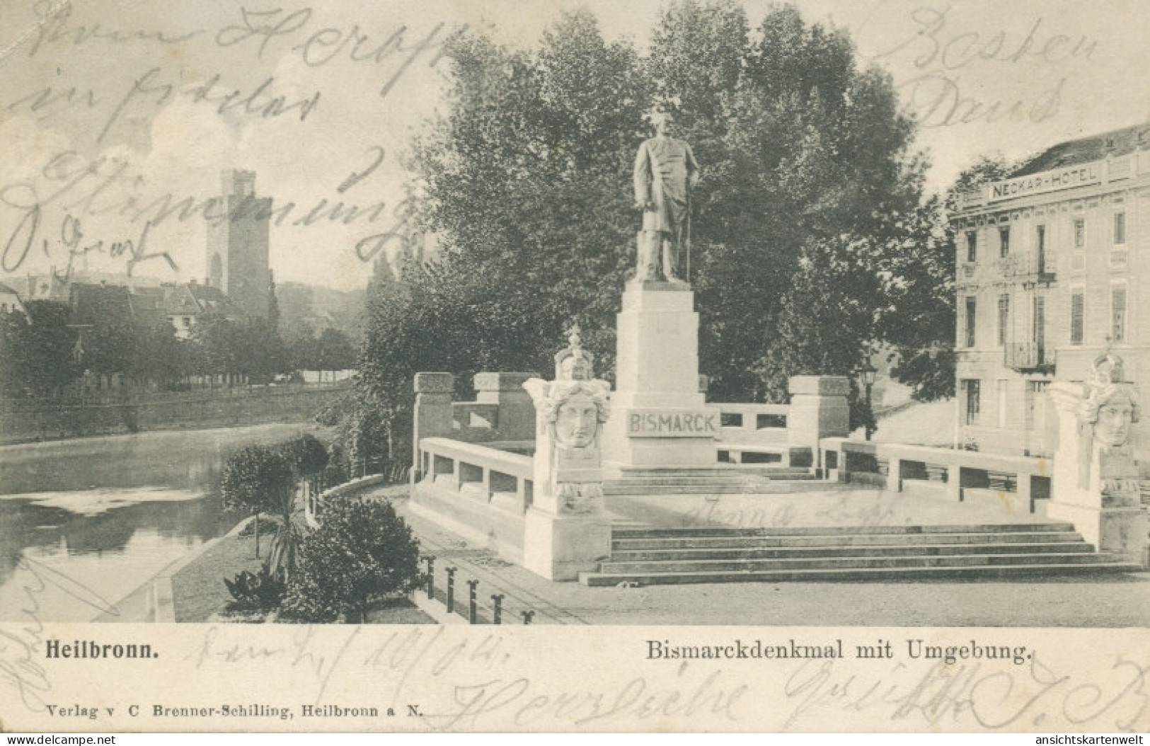 Bismarckdenkmal Mit Umgebung Heilbronn Gl1904 #105.039 - Hombres Políticos Y Militares