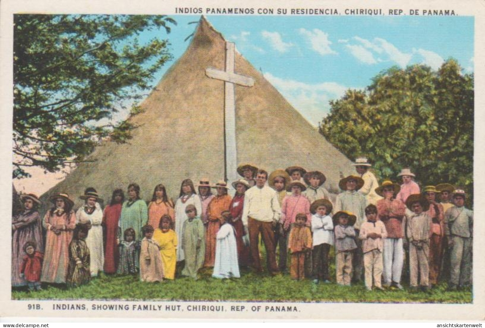 Panama Indians Showing Family Hut Chiriqui Ngl #78.025 - Andere & Zonder Classificatie