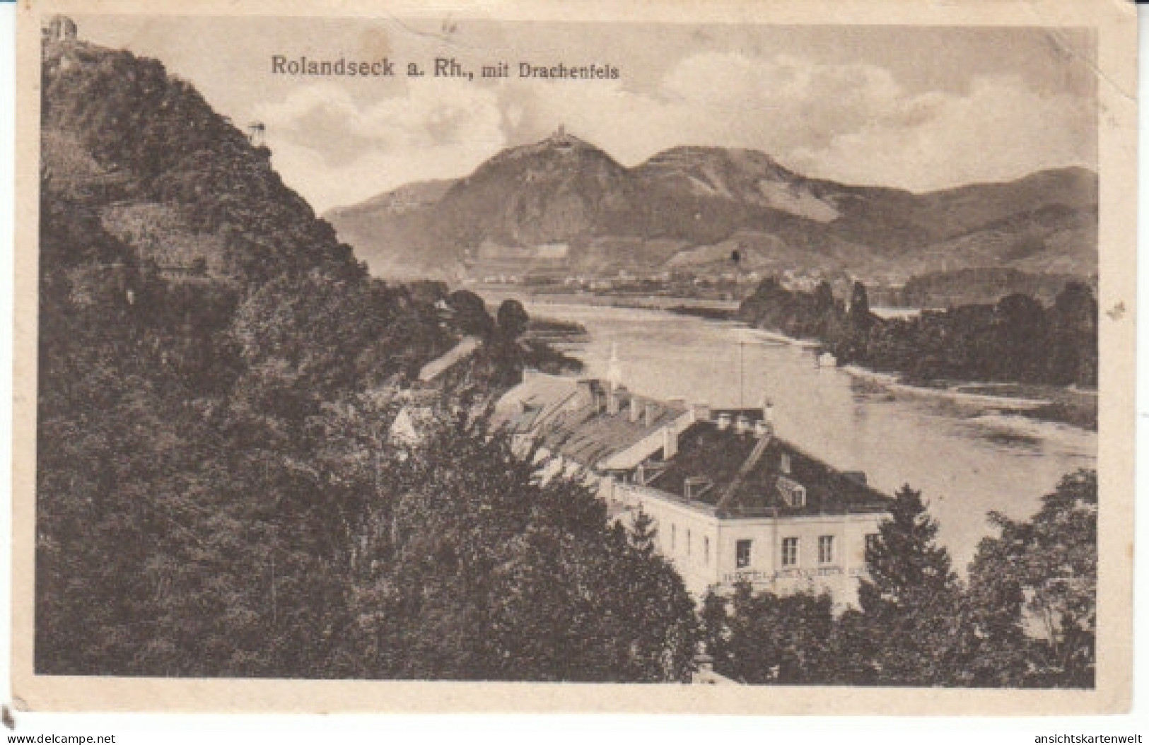 Rolandseck A. Rhein Mit Drachenfels Feldpgl1915 #24.696 - Autres & Non Classés