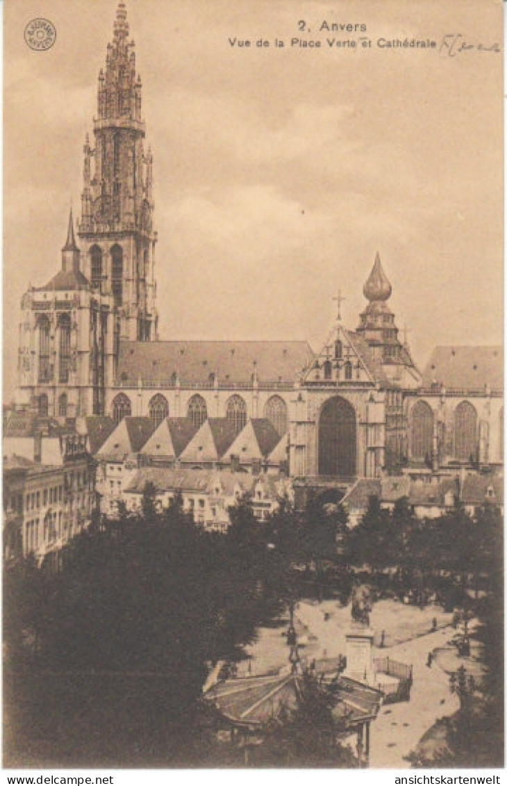 Anvers Place Verte Et Cathédrale Ngl #20.696 - Autres & Non Classés