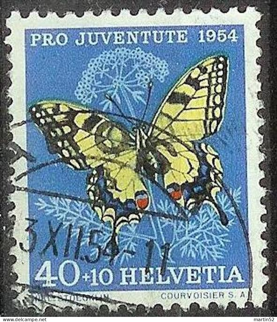 Schweiz Suisse Pro Juventute 1954: Papillo Machaon Zu WI 157 Mi 606 Yv 557 Mit K-⊙ AROSA 13.XII.54 (Zumstein CHF 10.00) - Gebraucht