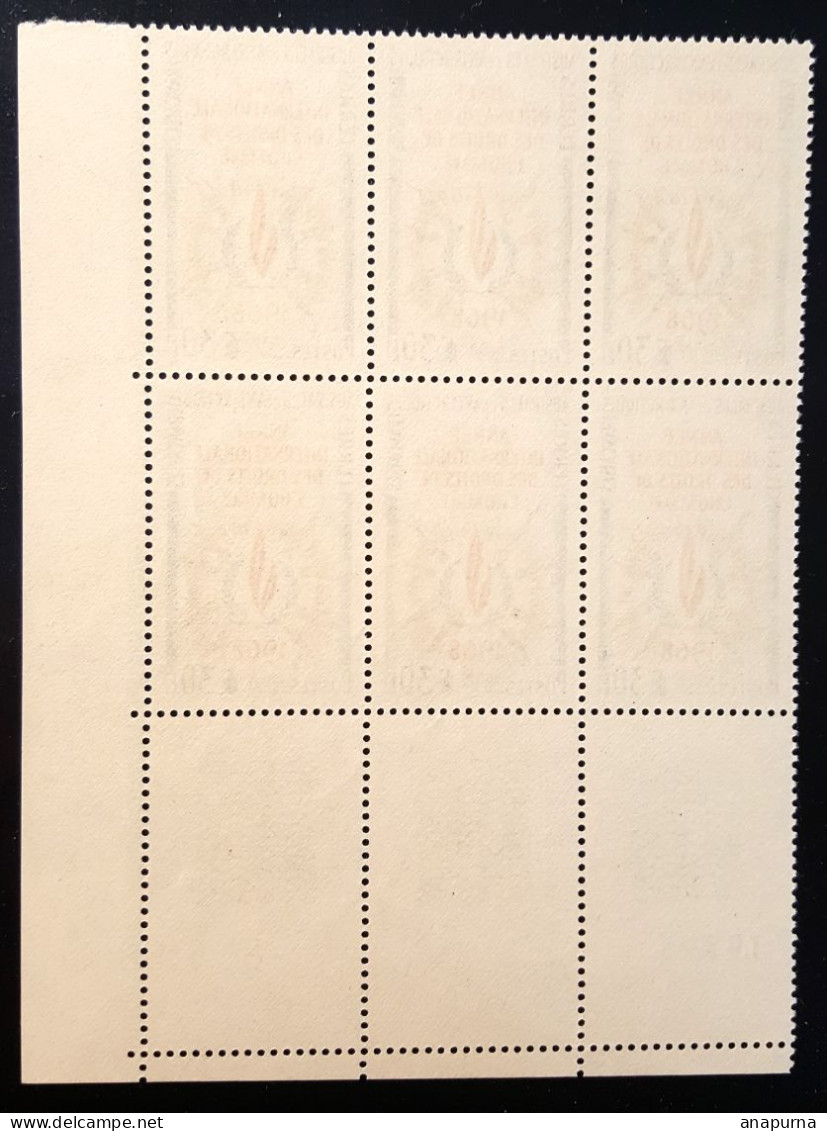 Timbre TAAF Année Internationale Droits Homme, YT 27, BLOC DE 6 COIN DATE - Unused Stamps