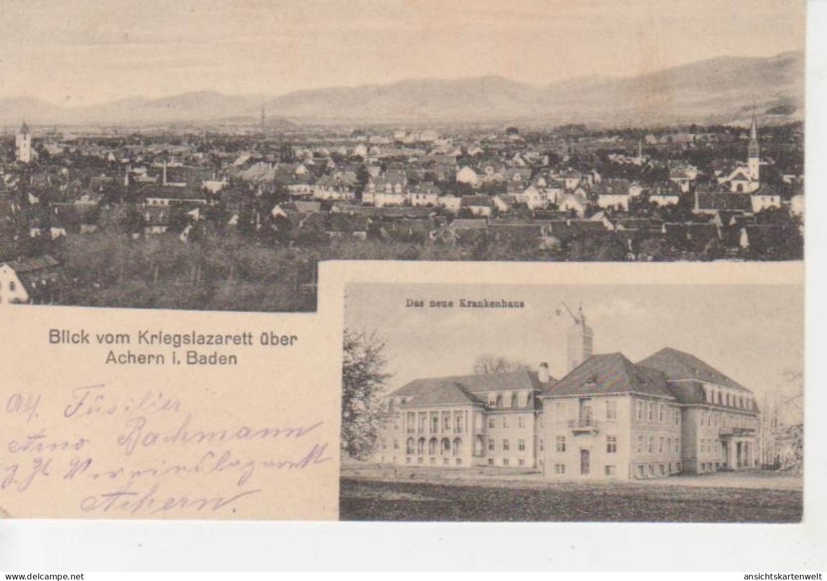 Achern I.B. Neues Krankenhaus Totale Feldpgl1916 #83.101 - Autres & Non Classés