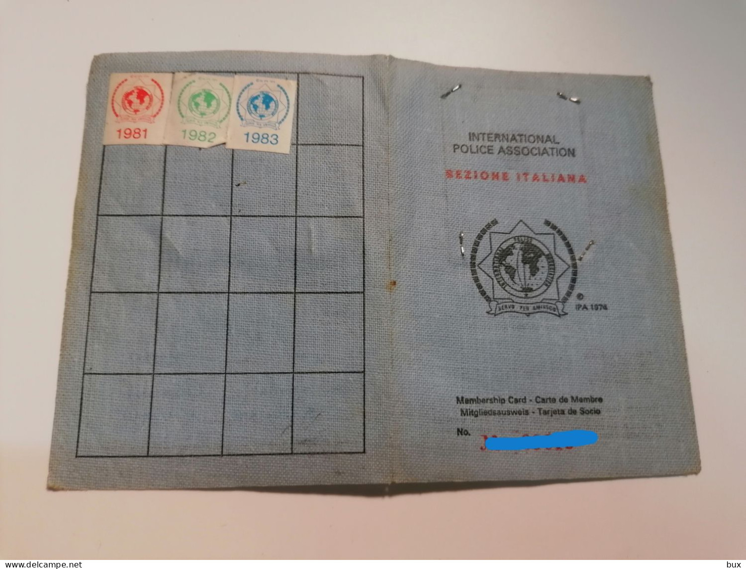 1975 INTERNATIONAL POLICE ASSOCIATION SEZIONE ITALIANA TESSERA DI IDENTITÀ MILITARE POLIZIA - Documents Historiques