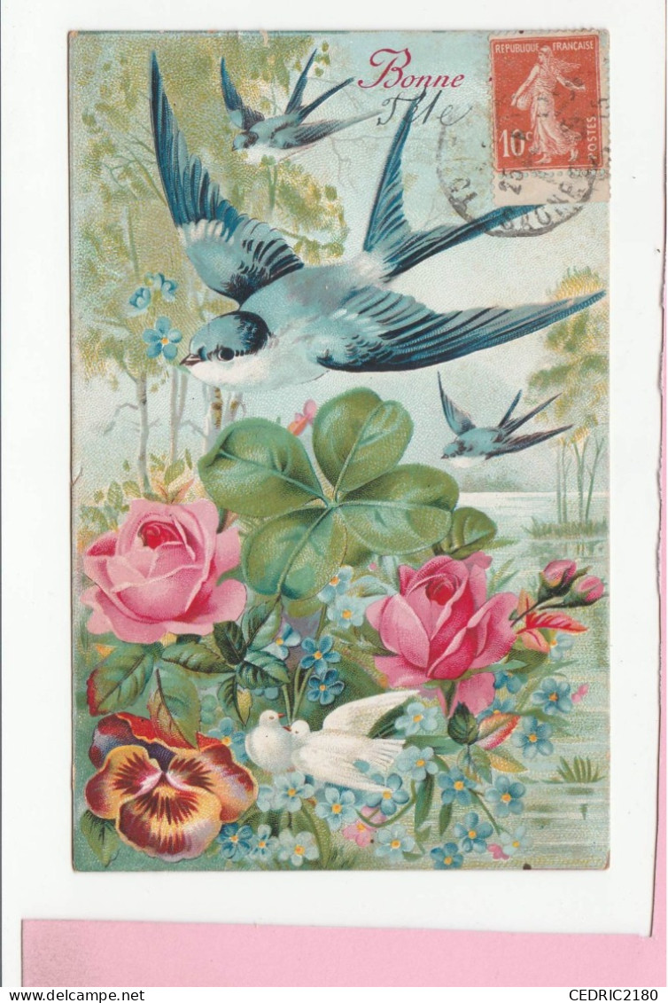 CARTE BONNE FETE OISEAUX ET FLEURS - Día De La Madre