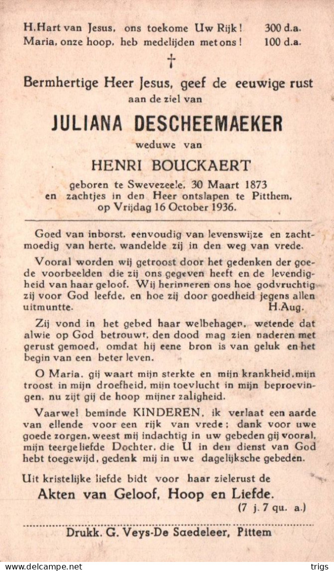 Juliana Descheemaeker (1873-1936) - Andachtsbilder
