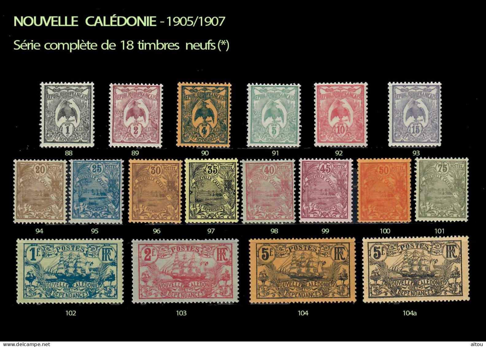 Nouvelle Calédonie 1905-1907 Série Complète De 18 Timbres * - Gebraucht